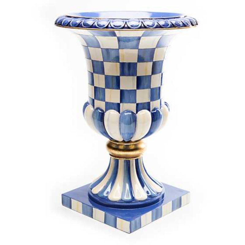 MacKenzie-Childs Royal Check Pedestal Tabletop Urn