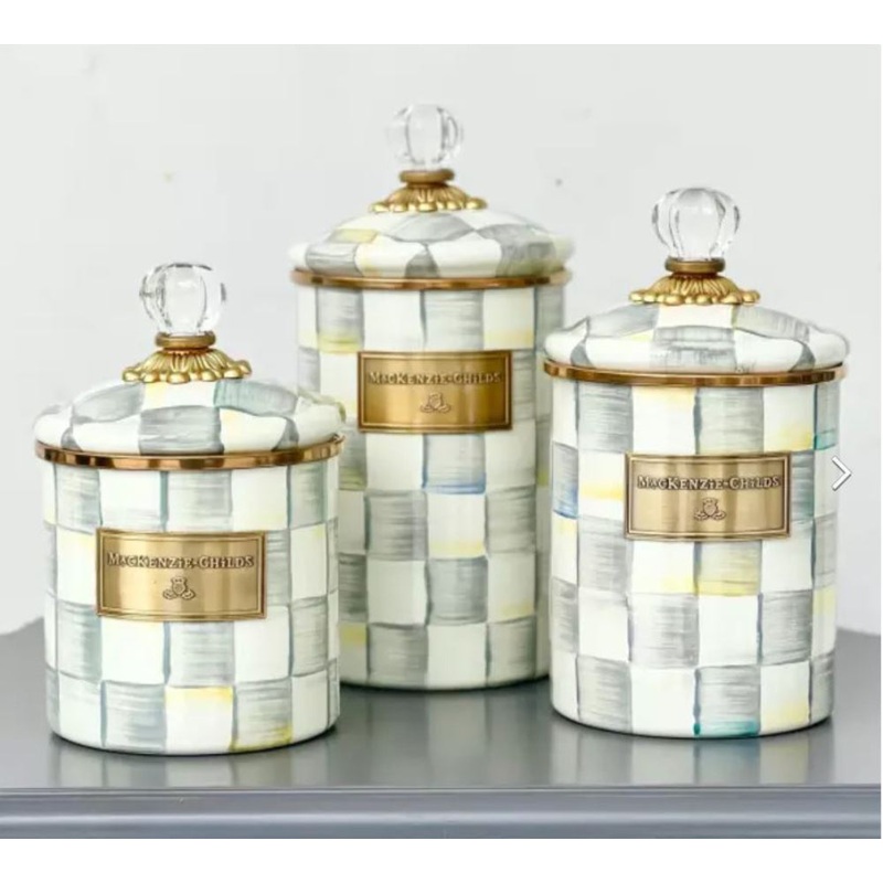 MacKenzie-Childs Sterling Check Enamel Canister