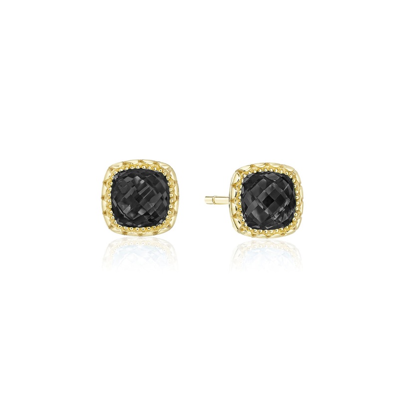 Tacori 14k Gold Cushion Cut Black Onyx Stud Earring