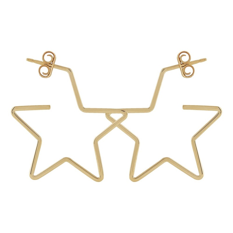 14k Gold Star Hoop Earrings