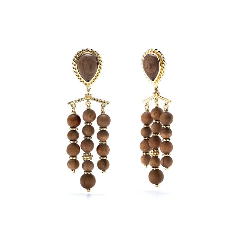 Capucine De Wulf Earth Goddess Chandelier Earrings in Teak