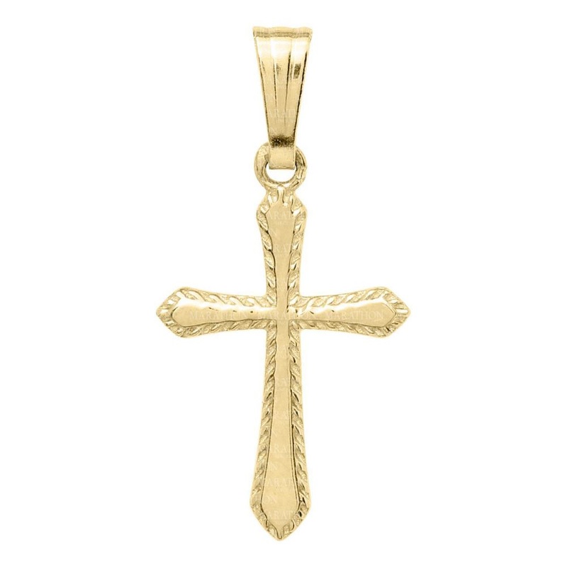 Children's 14k Gold Cross Pendant on 15" Chain