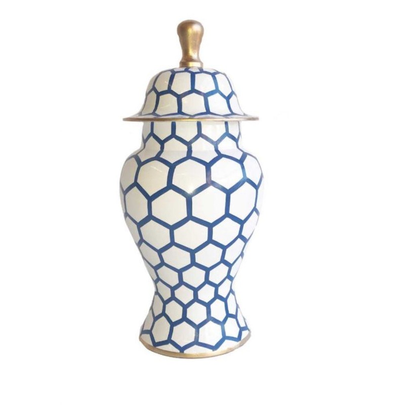 Dana Gibson Blue Mesh Ginger Jar - Small