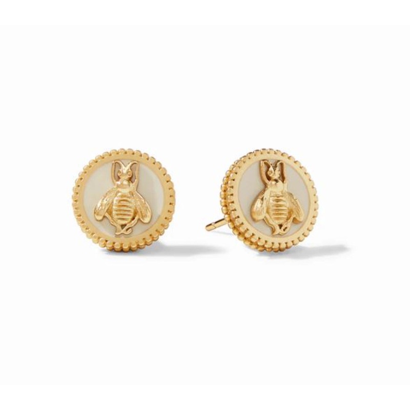 Julie Vos Bee Cameo Stud Gold Earring