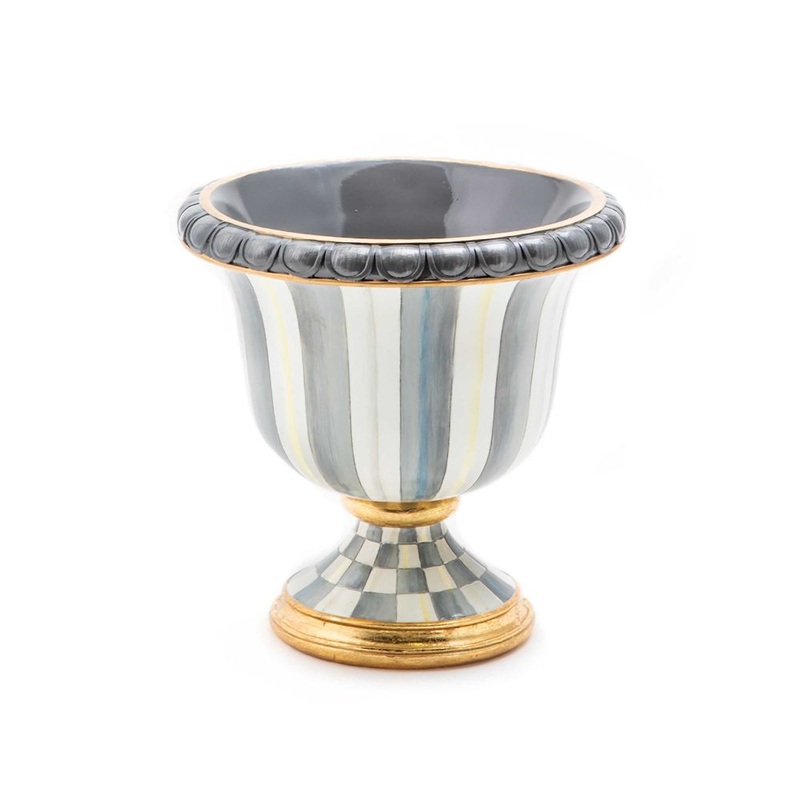 MacKenzie-Childs Sterling Stripe Tabletop Urn