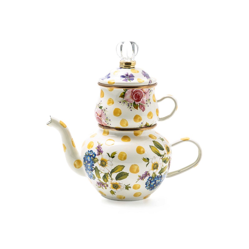 MacKenzie-Childs Wildflowers Enamel High Tea - Yellow