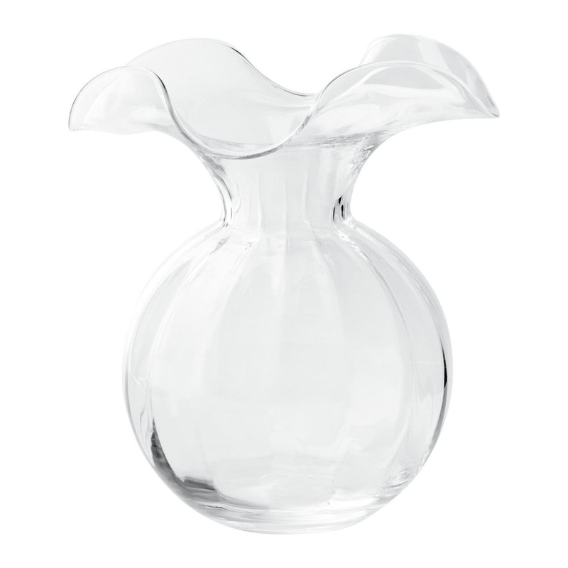 Vietri Hibiscus Glass Clear Medium Fluted Vase