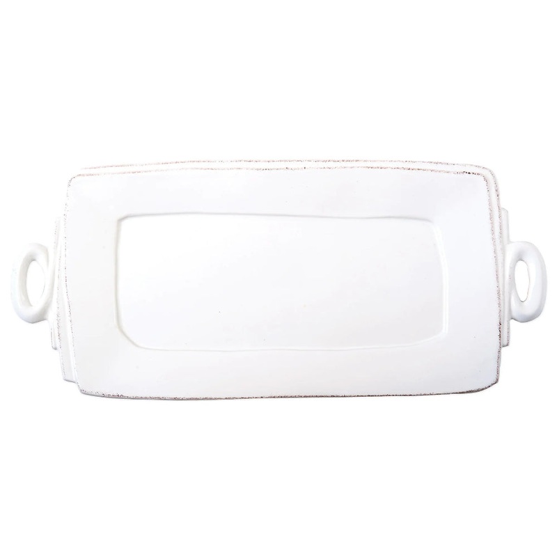 Vietri Lastra White Handled Rectangular Platter