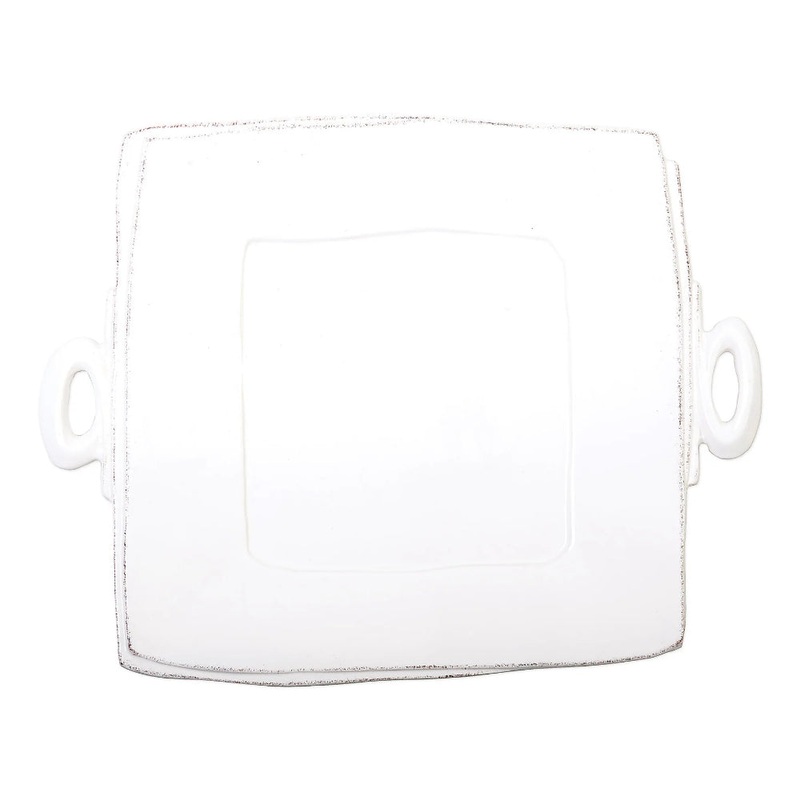 Vietri Lastra White Handled Square Platter
