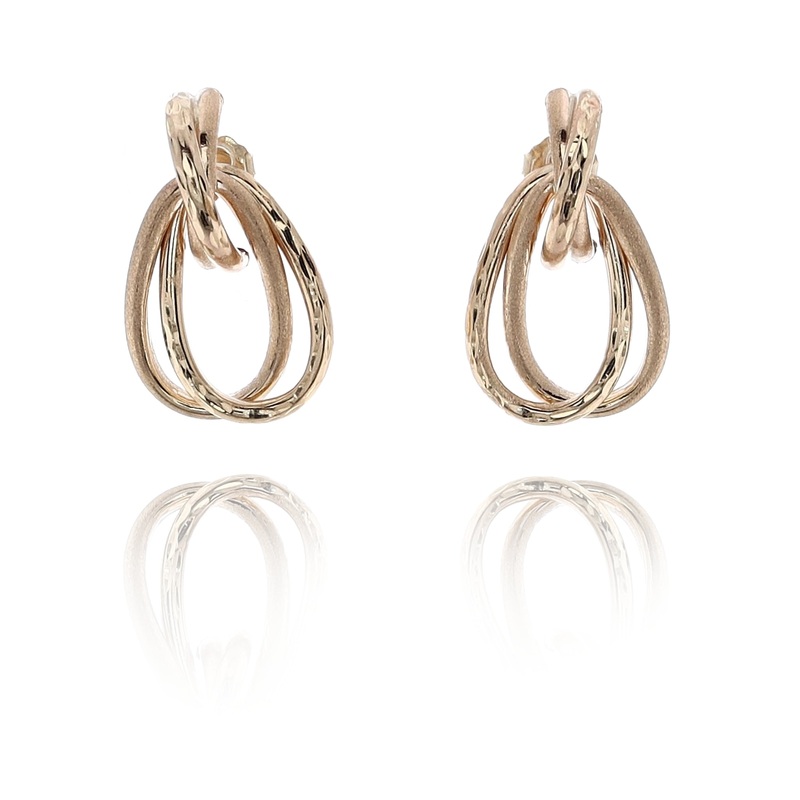 Estate 14 Karat Yellow Gold Brushed And Diamond Cut Door Knocker Design Earrings