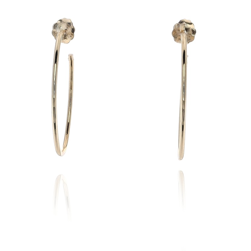 Estate 14 Karat Yellow Gold Wire "J" Design Hoop Earrings