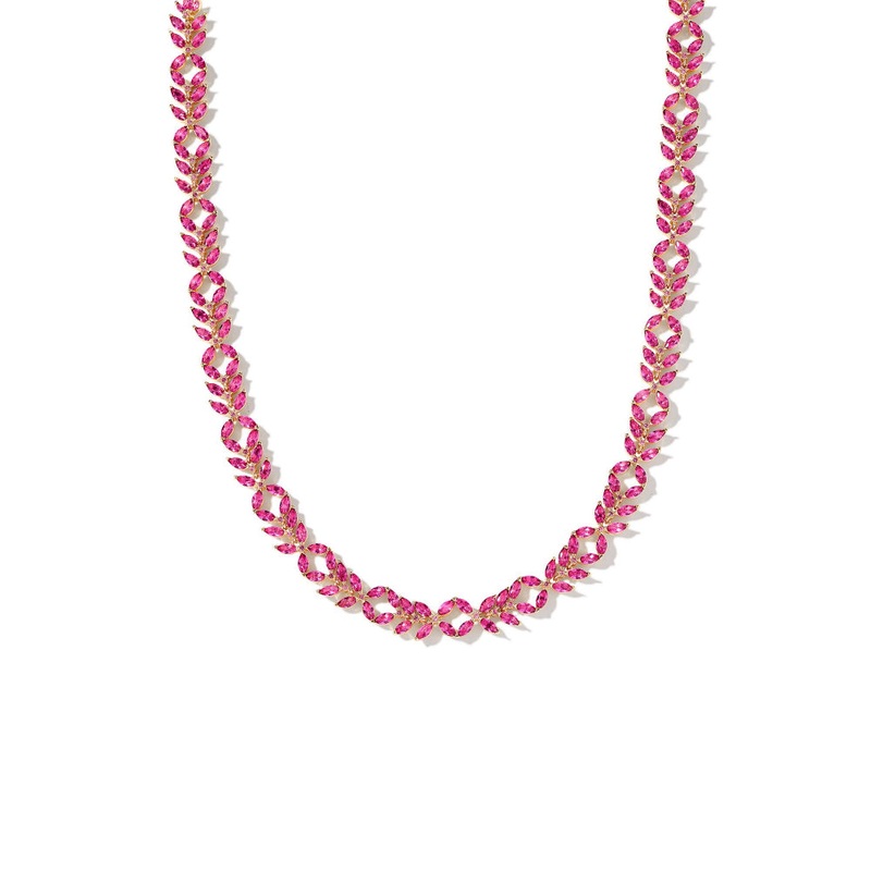 Kendra Scott Gold Pink Crystal Rosalie Tennis Necklace