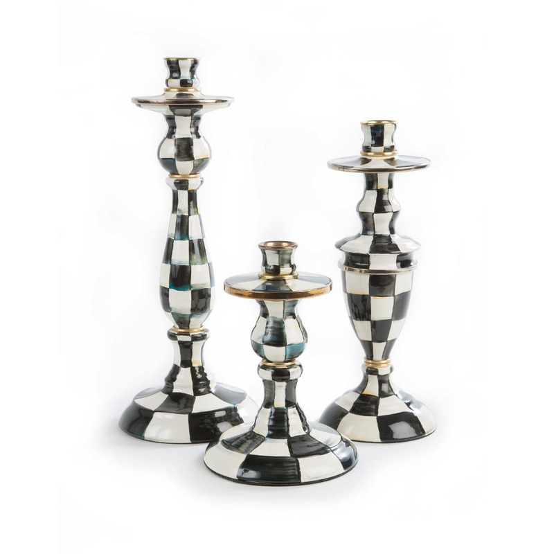 MacKenzie-Childs Courtly Check Enamel Candlestick