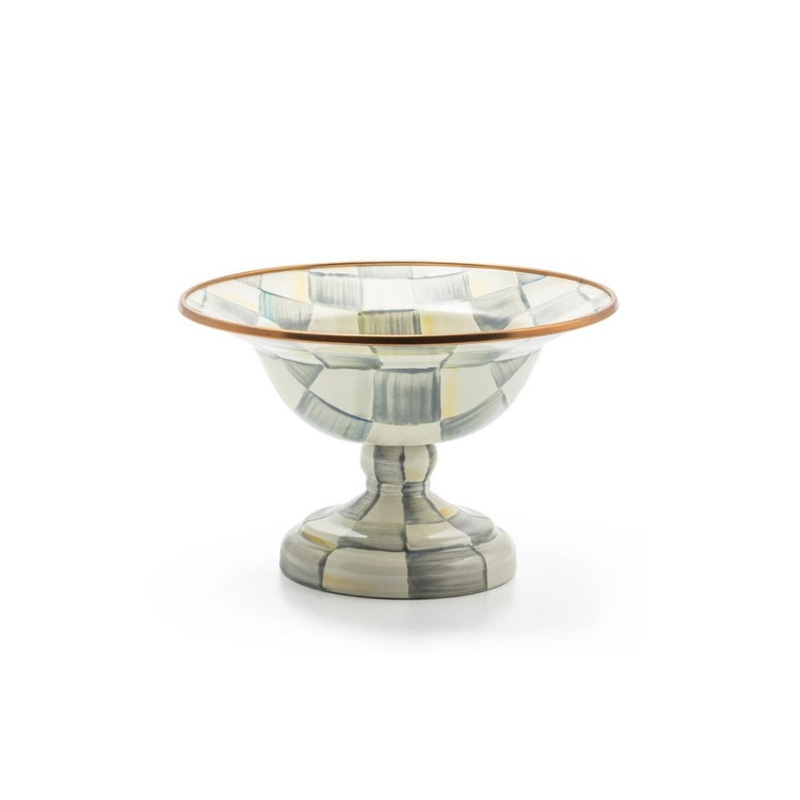 MacKenzie-Childs Sterling Check Enamel Compote - Small