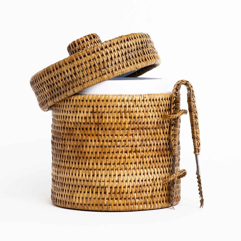 Pomegranate Woven Rattan Lidded Ice Bucket