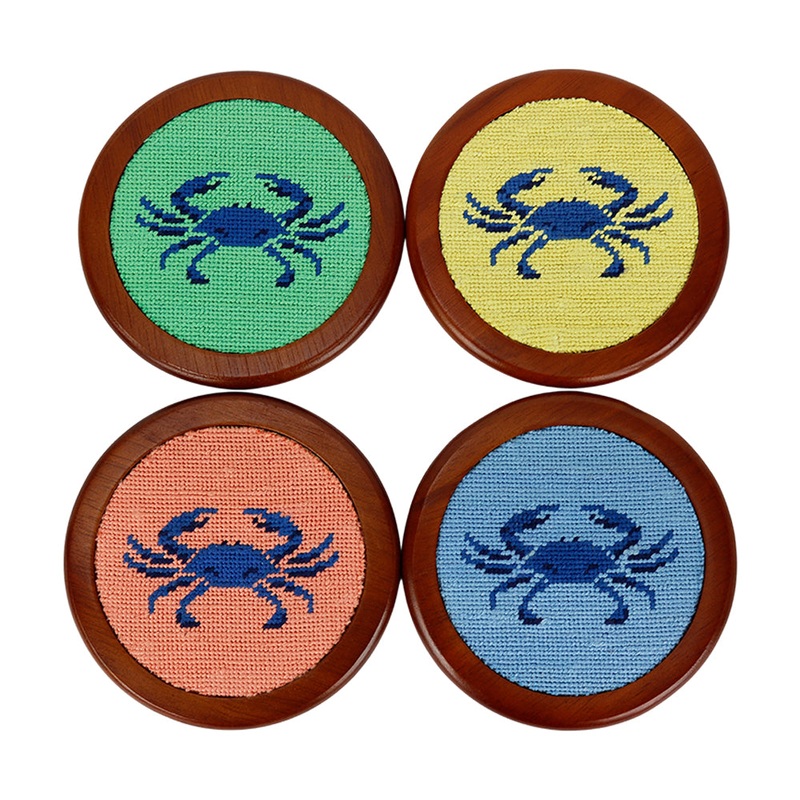 Smathers & Branson Blue Crabs Needlepoint Coasters Set of 4