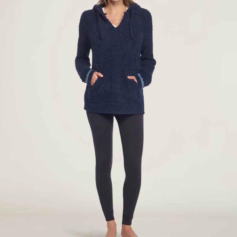 Barefoot Dreams CozyChic Adult Baja Hoodie Indigo/Dusk Stripe