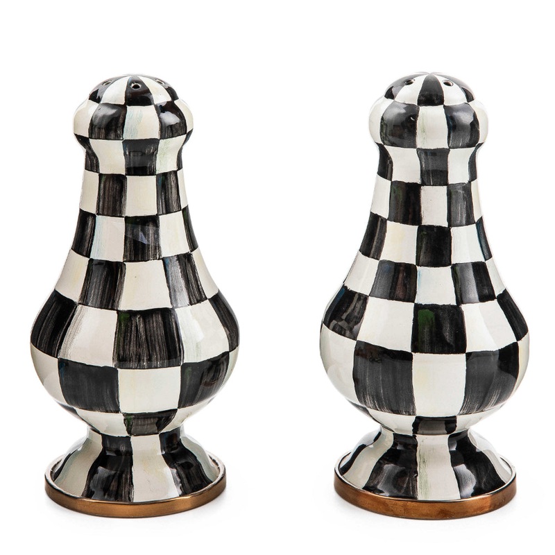 MacKenzie-Childs Courtly Check Enamel Large Salt & Pepper Shakers