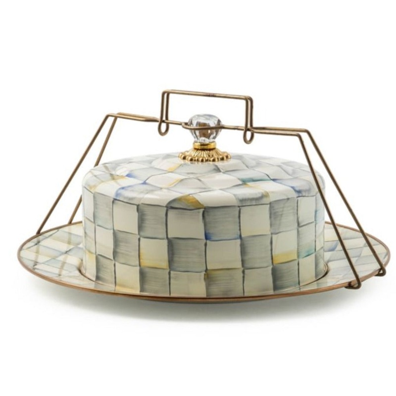 MacKenzie-Childs Sterling Check Enamel Cake Carrier