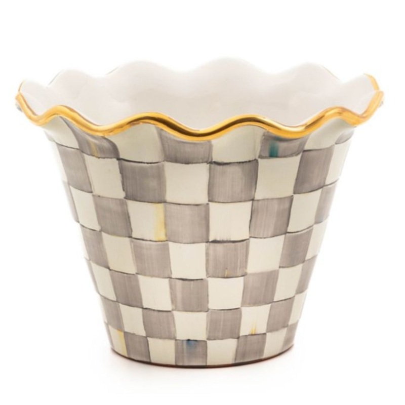 MacKenzie-Childs Sterling Check Garden Pot - 8"