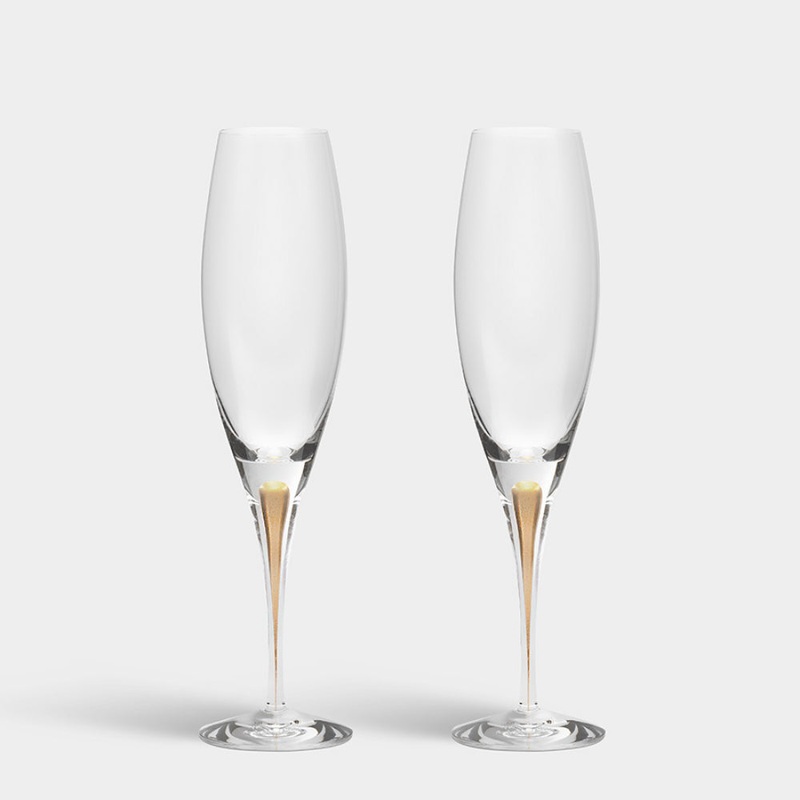 Orrefors Intermezzo Gold Champagne-Set Of 2