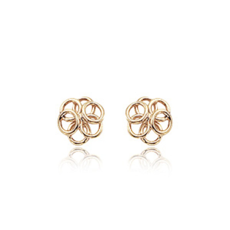 14k Gold Cluster Button Earrings
