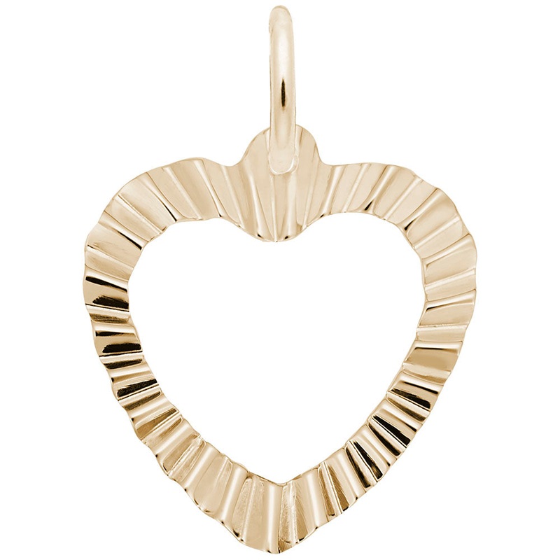 14K Yellow Gold Ruffled Heart Charm
