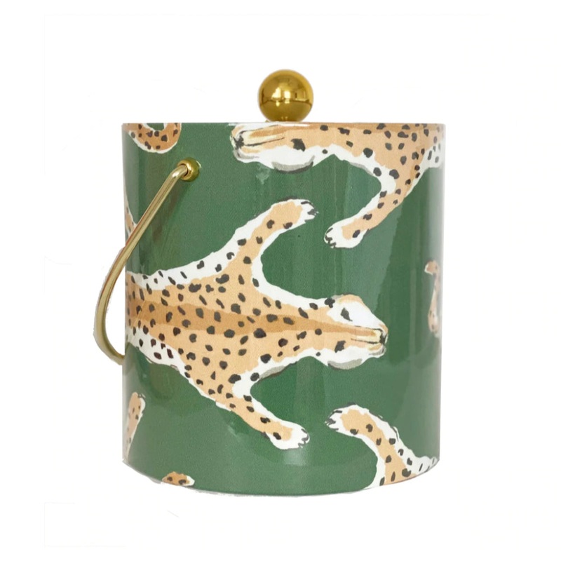 Dana Gibson Green Leopard Ice Bucket