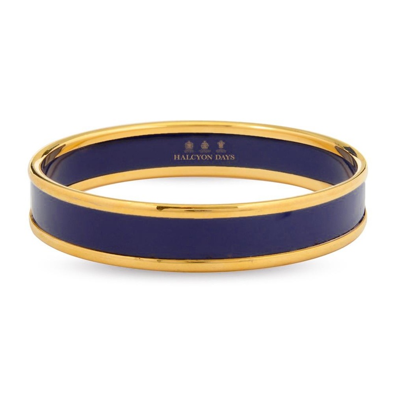 Halcyon Days 1cm Navy & Gold Enamel Bangle