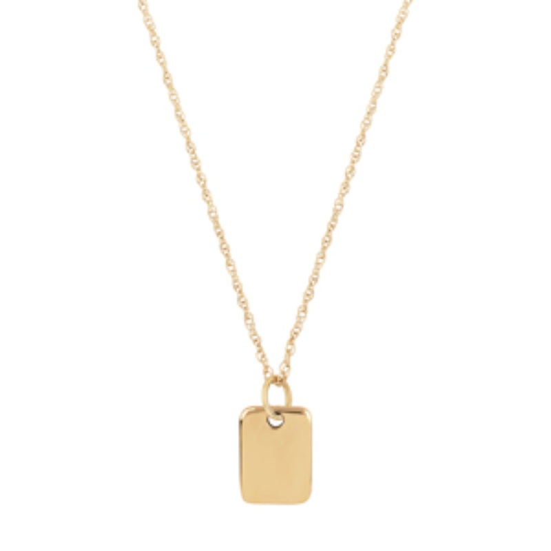 14k Gold Mini Dog Tag Pendant Necklace