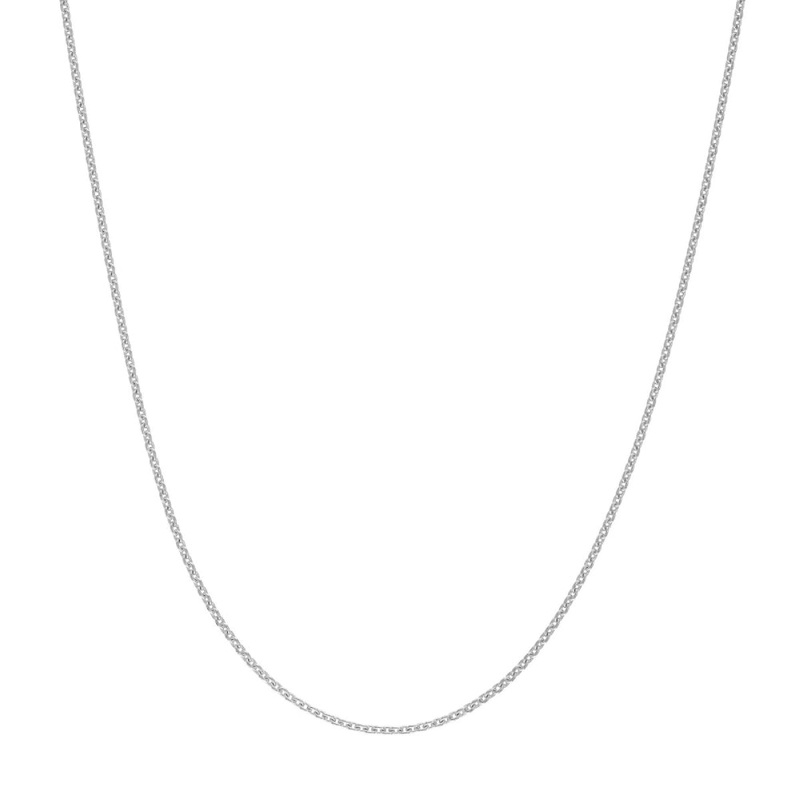 14k White Gold Cable Chain, 18"