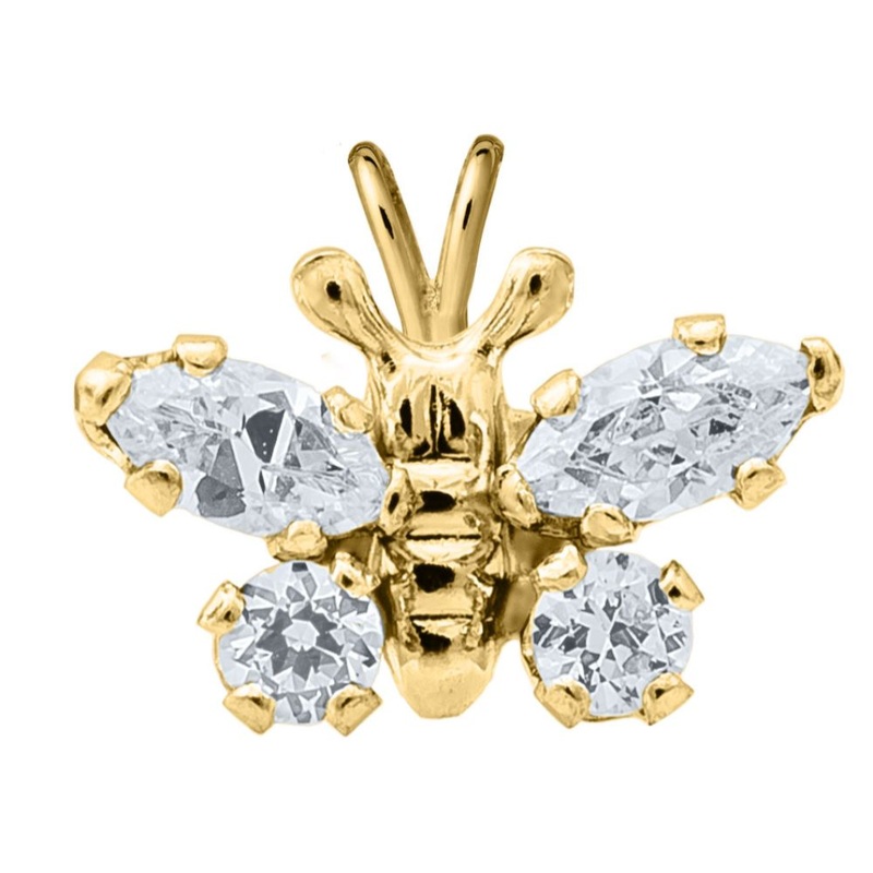 Children's 14k Gold Butterfly Pendant Necklace, 15"