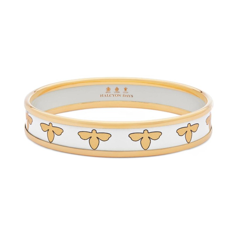 Halcyon Days 1cm Bee Cream & Gold Enamel Bangle