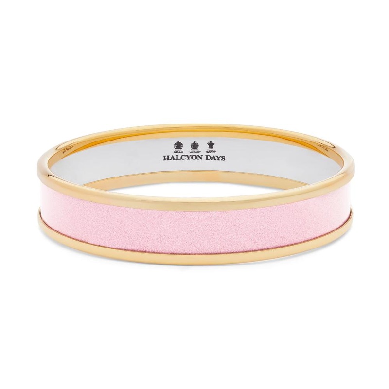Halcyon Days 1cm Pale Pink & Gold Enamel Bangle