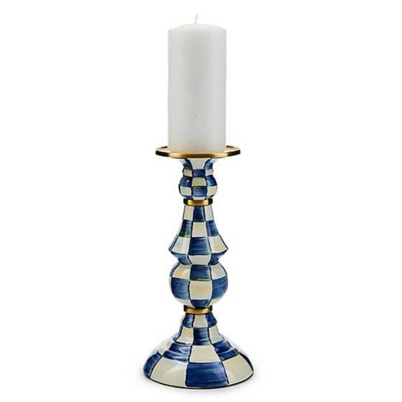 MacKenzie-Childs Royal Check Large Pillar Candlestick