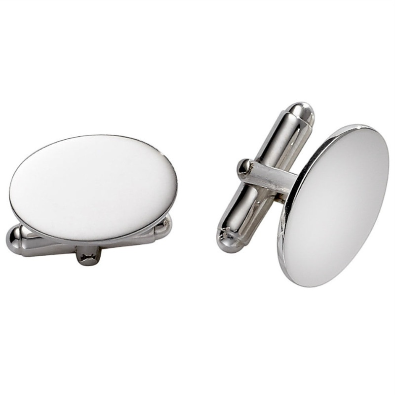 SS Oval Plain Polished Cufflinks