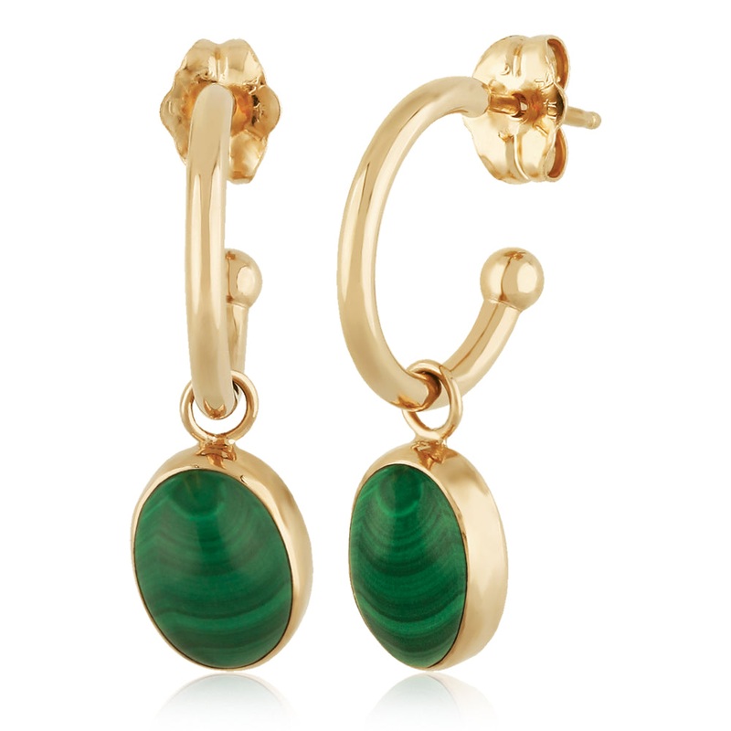14k Gold Malachite Drop Earrings