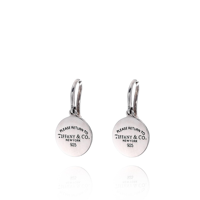 Estate Tiffany & Co "Return to Tiffany" Round Stamped Tag Earrings