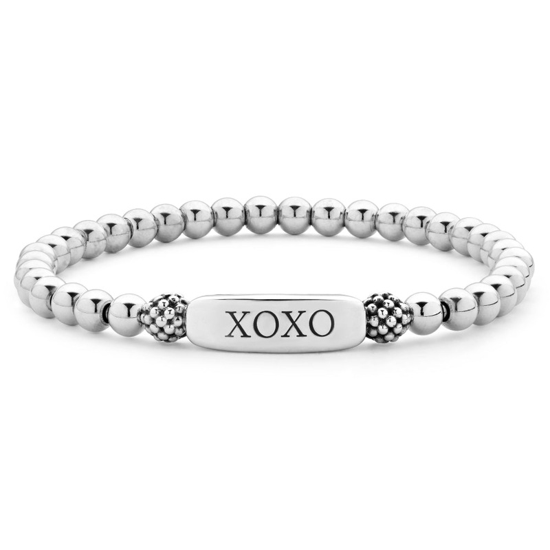 Lagos Signature Caviar XOXO Station Stretch Bead Bracelet