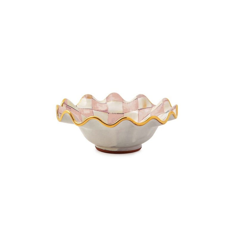 MacKenzie-Childs Rosy Check Ceramic Fluted Breakfast Bowl