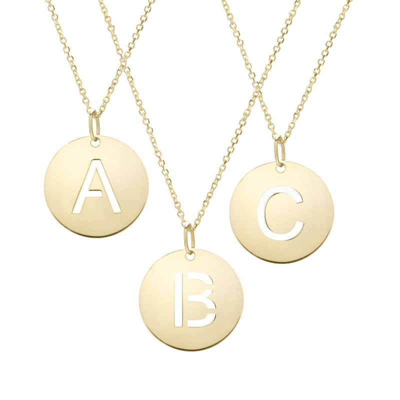 14k Disc Pendant Initial Series - ALL LETTERS