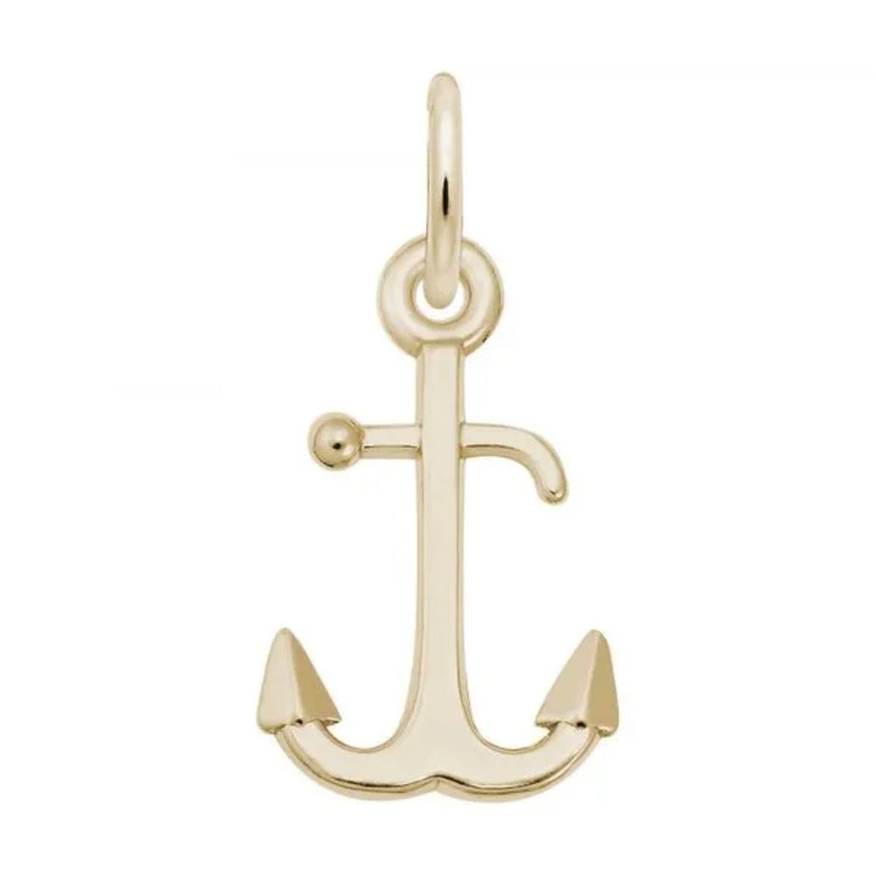 14k Gold Anchor Accent Charm