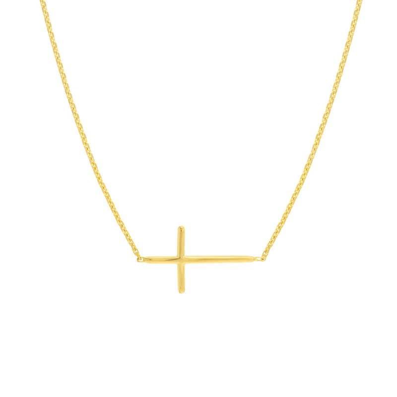 14k Gold Mini Sideways Cross Necklace