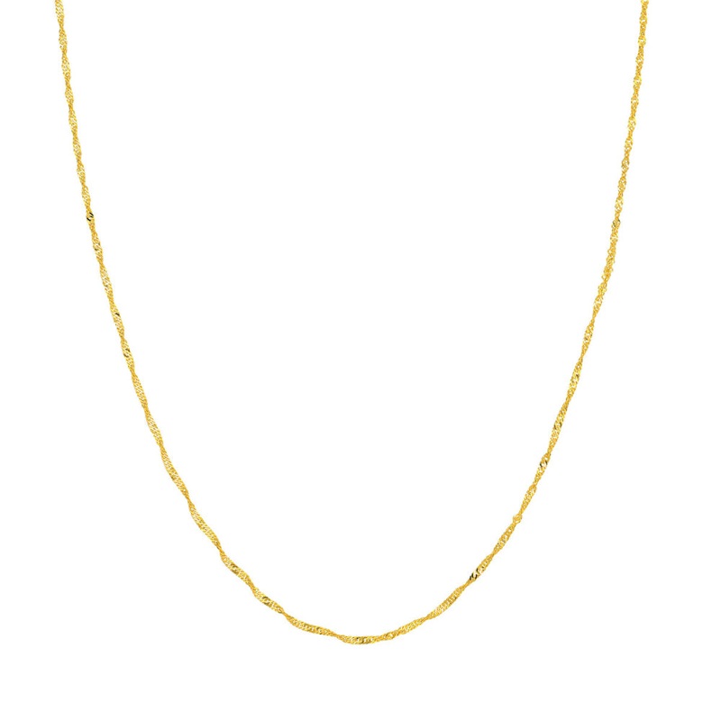14k Gold Singapore Chain Necklace, 18"