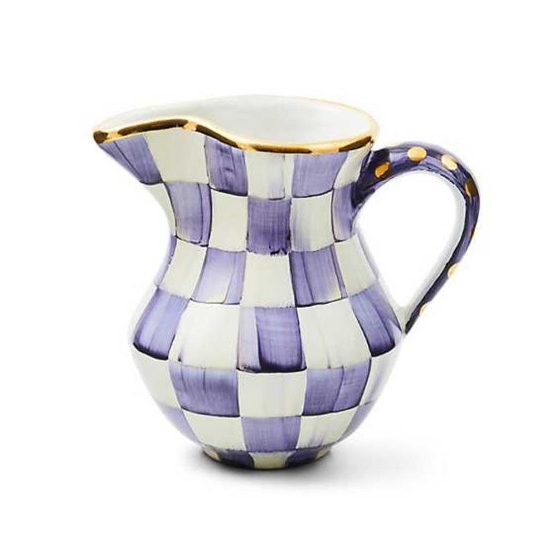 MacKenzie-Childs Plum Check Ceramic Creamer