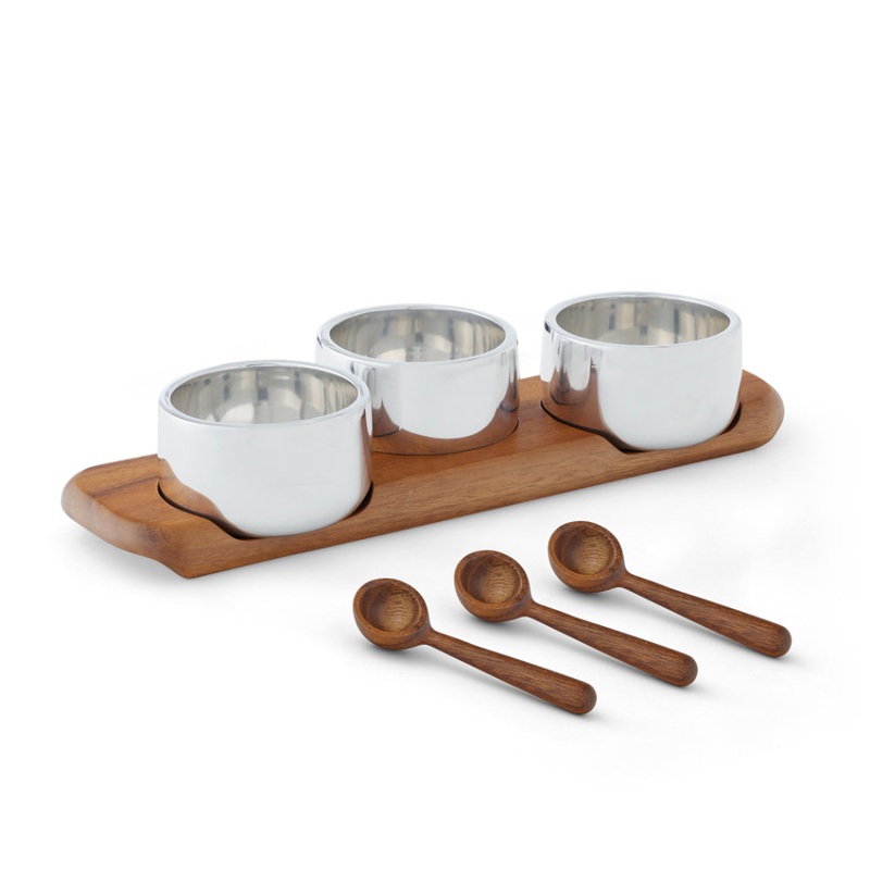 Namb Classic Triple Condiment Server Set With Spoons