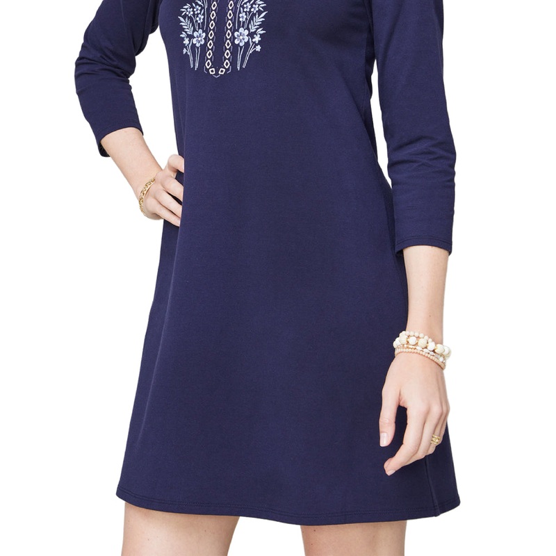 Spartina Jillian Splitneck Dress - Peeples Song Embroidery - XS