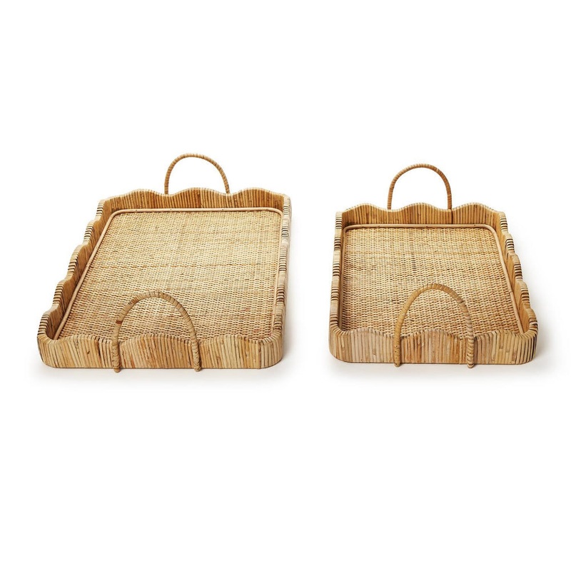 Two's Company Scalloped Edge Trays with Handles