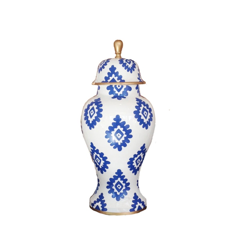 Dana Gibson Block Print Ginger Jar, Medium