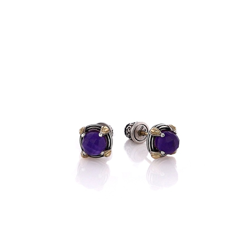 Konstantino Two-Tone Delos Collection Amethyst Stud Earrings